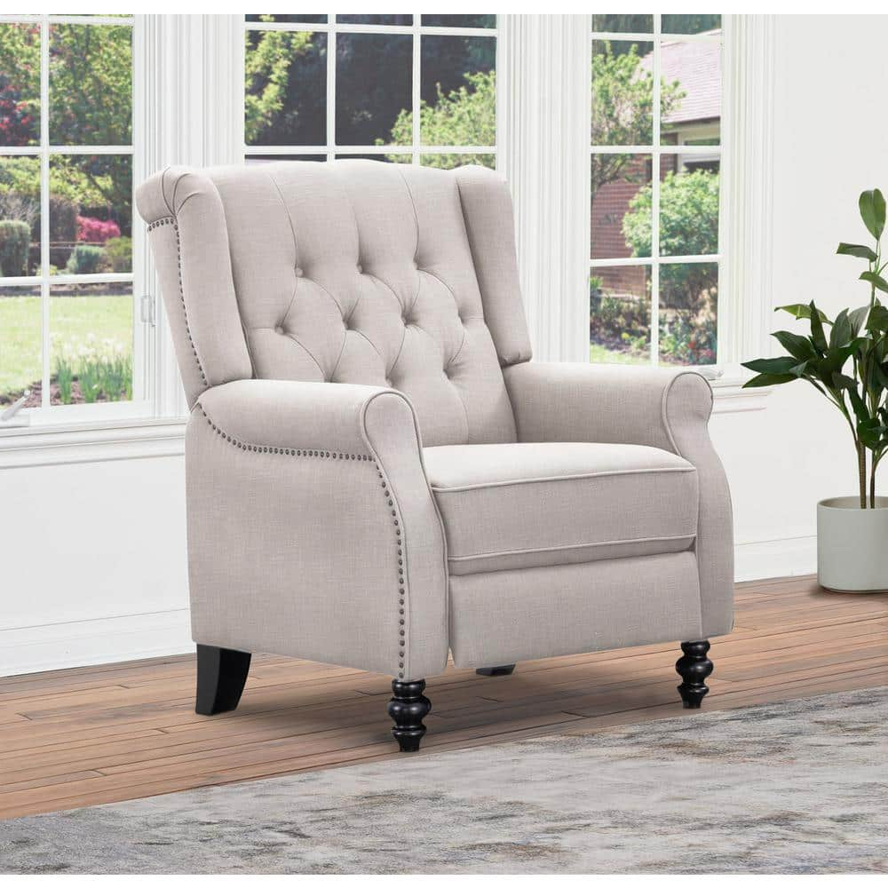 DEVON & CLAIRE Ophelia Fabric Pushback Recliner, Ivory TZ-12364-IVY ...