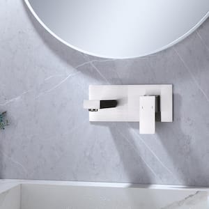 Single-Handle Wall Mount Bathroom Faucet With Deck Plate in Brushed Nickel