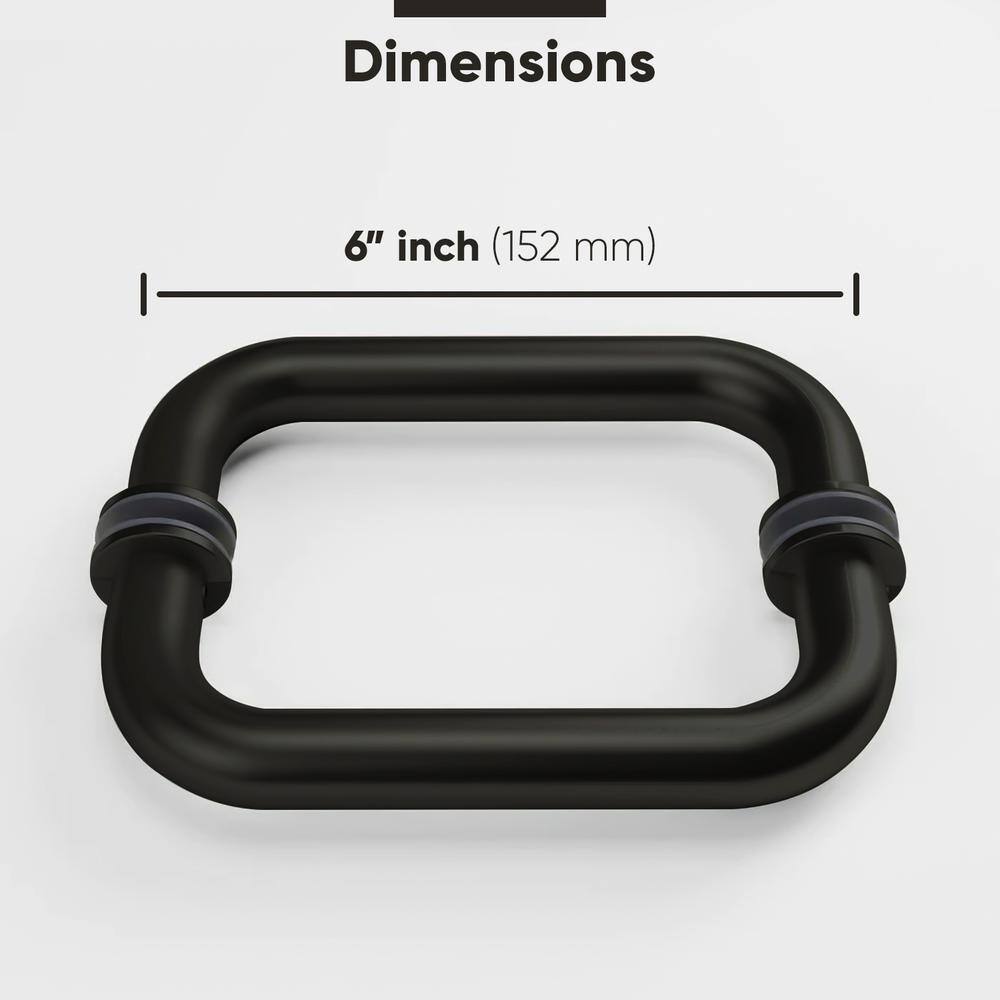 Matte Black 6 Inch Frameless Brass Shower Door Handle