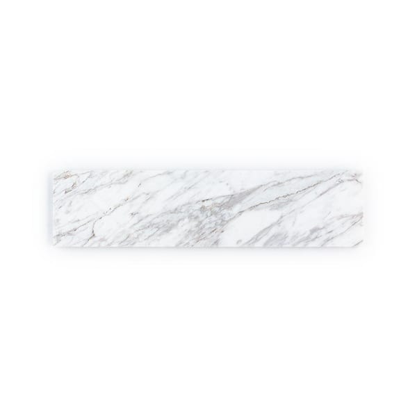 Volakas White 4 in x 16 in Honed Subway Marble Wall and Floor Tile (7.999 Sq. Ft./Case)