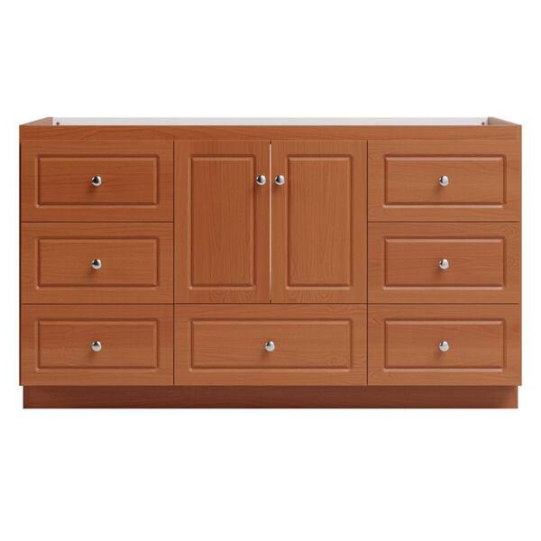 Ultraline 60 in. W x 21 in. D x 34.5 in. H Bath Vanity Cabinet without Top in Medium Alder
