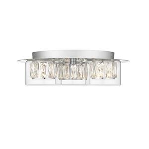 Aster Chrome Integrated LED Flush Mount with Crystal and Clear Glass