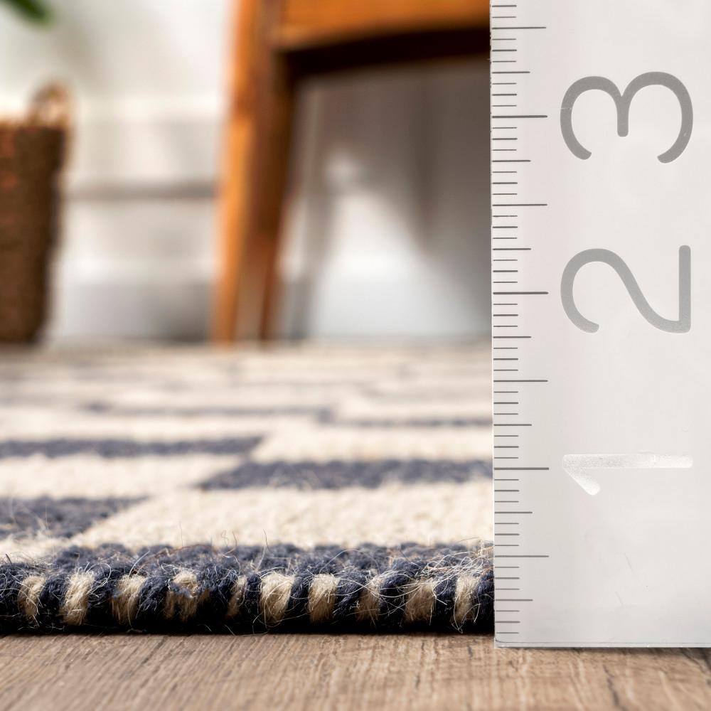 Gray and Beige Geometric Wool Jute Rectangular Area Rug