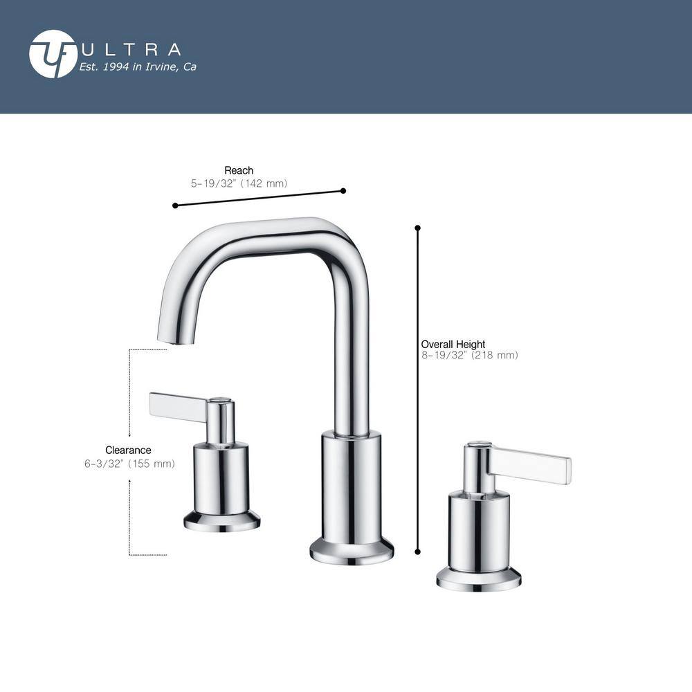 Brushed Nickel Modern Widespread Bathroom Faucet with Drain Assembly