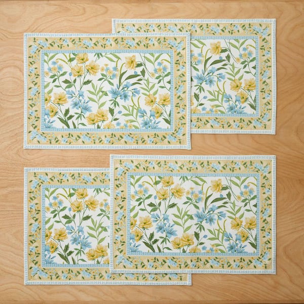 Company Cotton Gardenia Mist Yellow 20 in. x 14 in. Placemat (Set of 4)