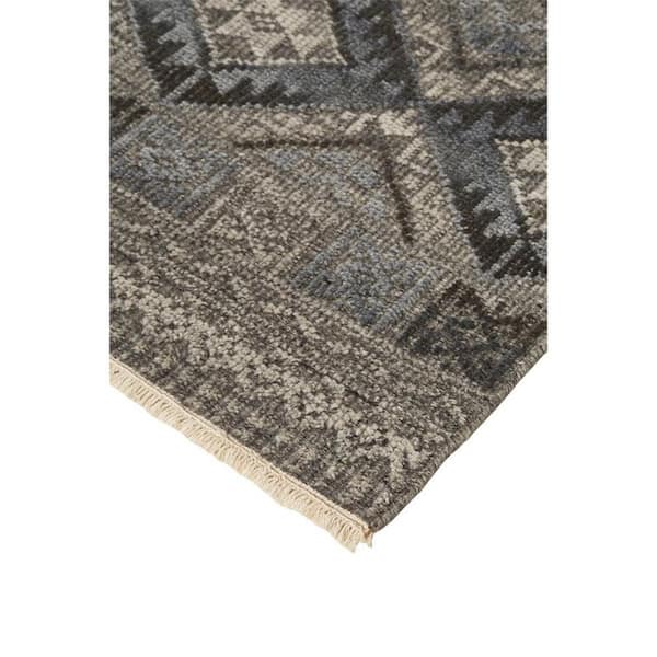 2 ft. x 8 ft. Gray, Ivory Geometric Area Rug