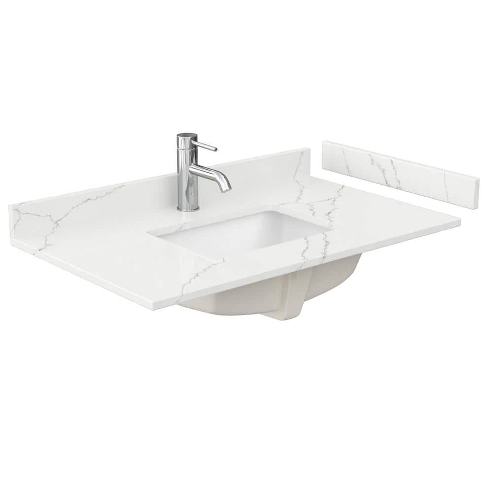 36 in. W x 22 in. D Quartz White Rectangular Single Sink Bathroom Vanity Top in Giotto price history on PriceWatchPro
