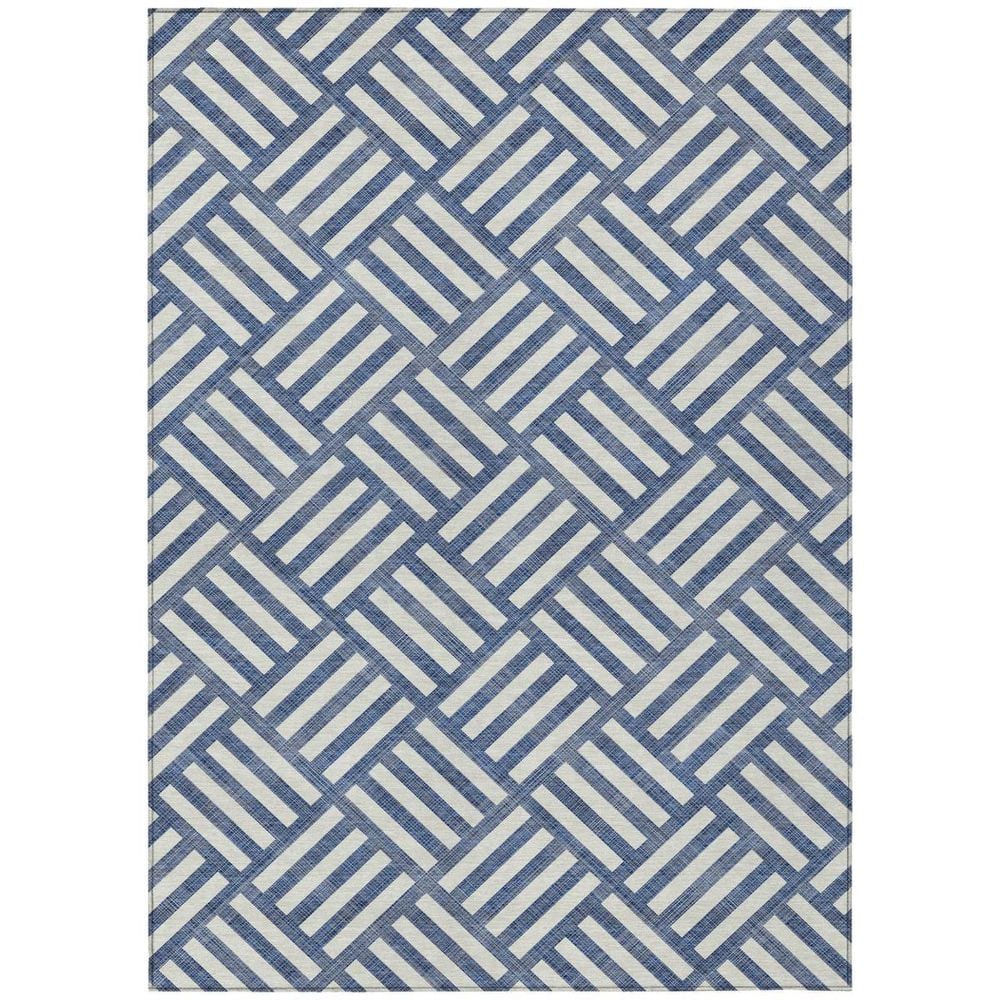 Navy Blue, Ivory 9 ft. x 12 ft. Woven Geometric Polyester Rectangle Indoor/Outdoor Area Rug price history on PriceWatchPro
