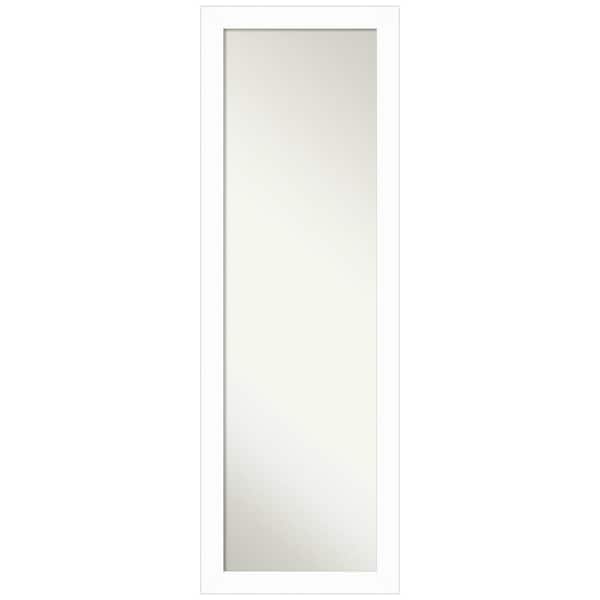 Amanti Art Basic White Narrow 17.5 in. x 51.5 in. Non-Beveled Casual Rectangle Wood Framed Full Length on the Door Mirror in White