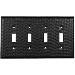 Black 4-Gang 4-Toggle Wall Plate (1-Pack)