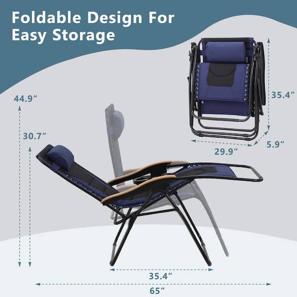 PHI VILLA Black and Blue Metal Oversized Padded Folding Zero