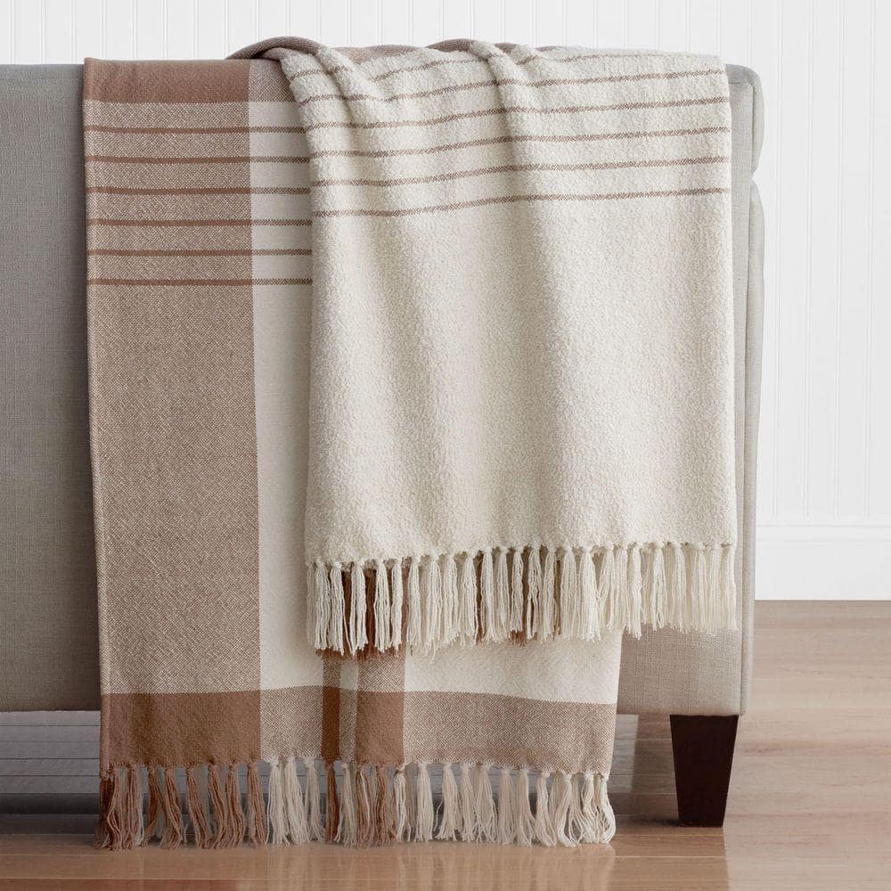Clay Throw Rug The Company Store Company Cotton Boucle Plaid Clay Throw Blanket 51843X ...