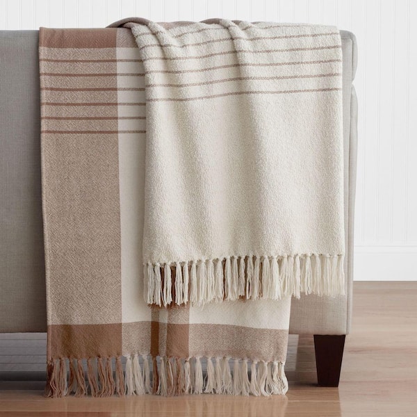 Company Cotton Boucle Plaid Clay Throw Blanket