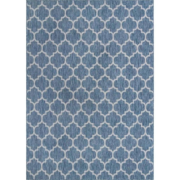 Unique Loom Outdoor Trellis Navy Blue 10 ft. x 13 ft. 1 in. Area Rug