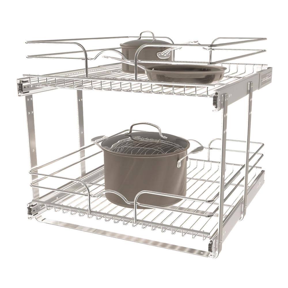 Rev-A-Shelf 5WB2-1218CR-1 12 x 18 2-Tier Cabinet Pull Out Wire Basket, Chrome