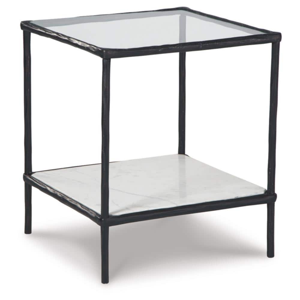 Ryandale 20.75'' Square Gray Metal and Glass Accent Table