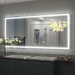 60 in. W x 28 in. H Rectangular Frameless 192 LEDs/m Front Lighted Anti-Fog Tempered Glass Wall Bathroom Vanity Mirror