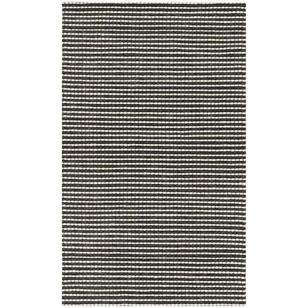 Natura 2 ft. x 4 ft. Ivory/Black Striped Solid Color Gradient Area Rug