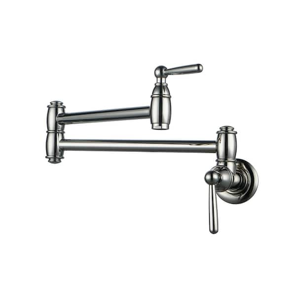 ALEASHA Wall Mounted Pot Filler with Double Joint Swing in Polished Nickel