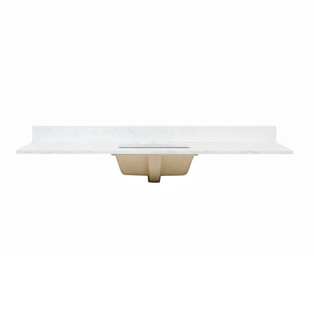 Ceres 61" White Engineered Stone Vanity Top with Sink