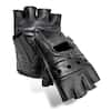 HANDS ON Top Grain Leather Half Finger Gloves, Padded Palm, Hook