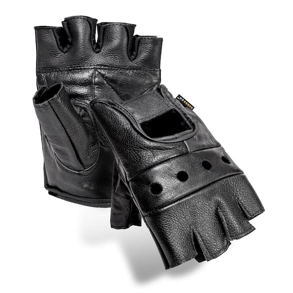 Men's Brown Fingerless Leather Work Gloves