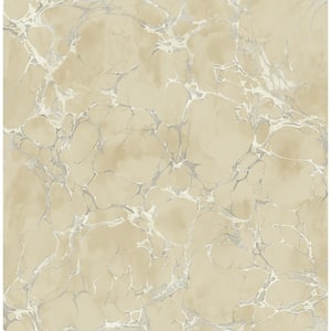 Patina Crackle Metallic Silver and Beige Marble Paper Strippable Roll (Covers 56.05 sq. ft.)