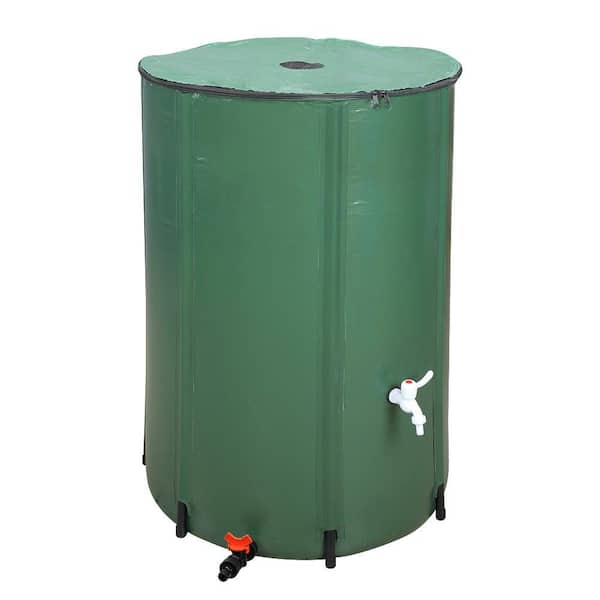 132 Gallon Collapsible Rain Barrel, Portable Water Storage Tank with Filter Spigot Overflow Kit, Green
