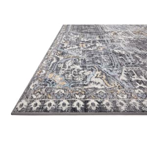 Cassandra Charcoal/Gold 5 ft. 3 in. x 7 ft. 9 in. Oriental 100% Polypropylene Pile Area Rug