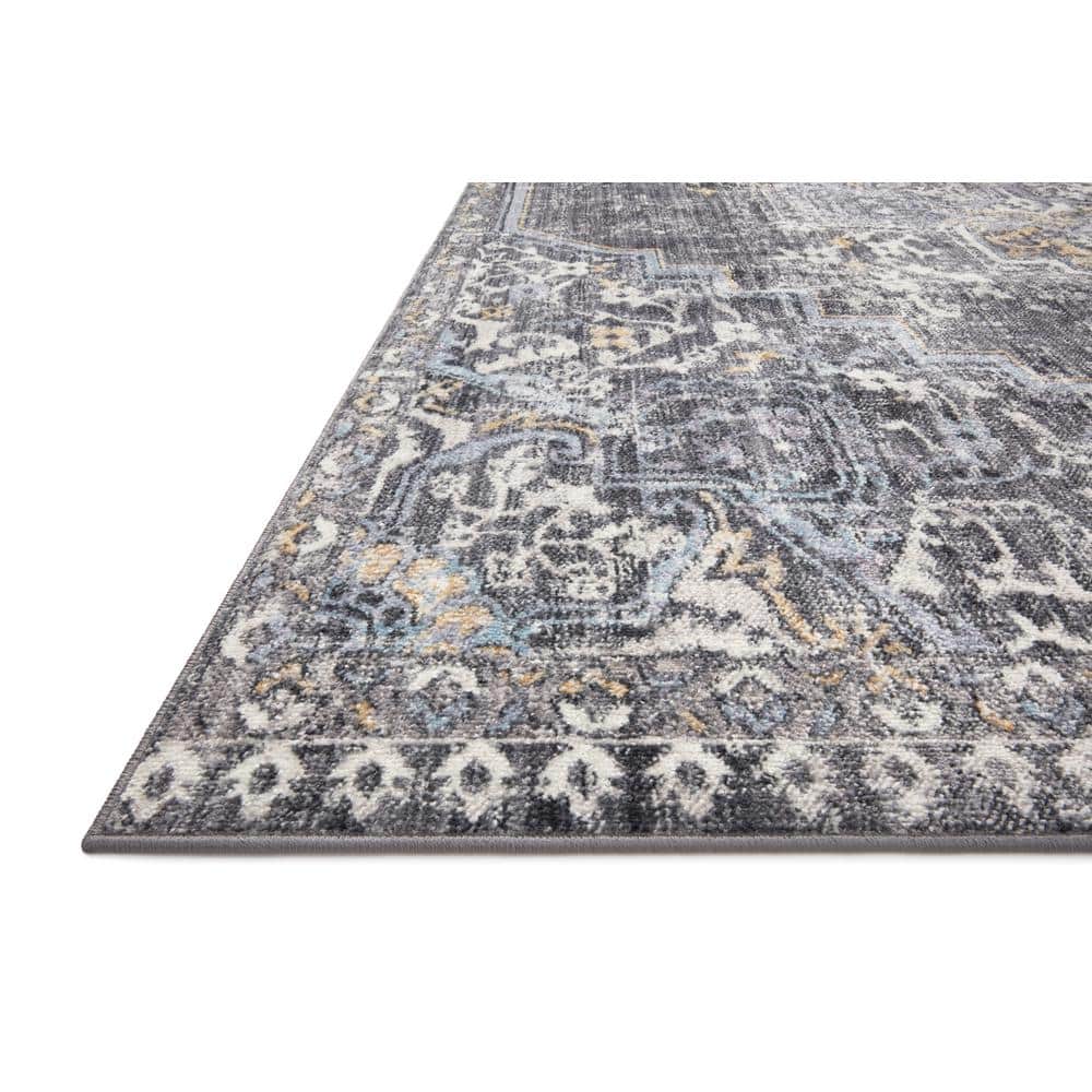 Charcoal Gold Opulence 85"x120" Synthetic Area Rug