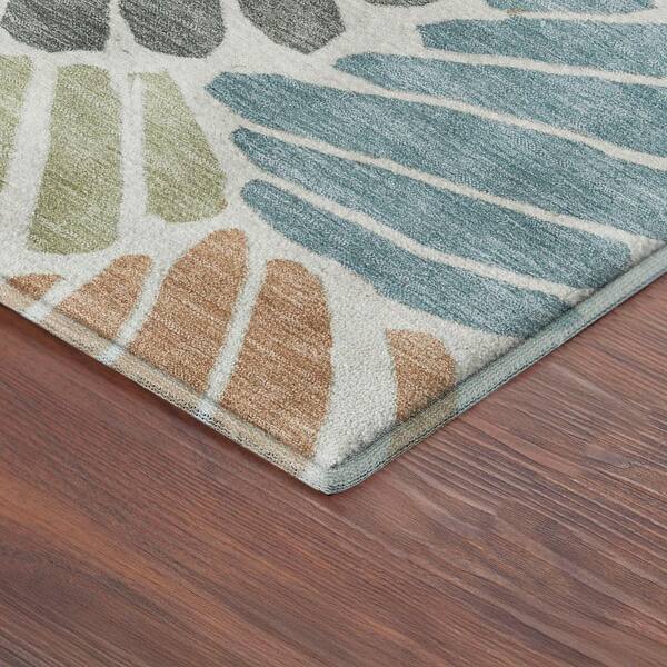 Mayfield Premium Machine Washable Abstract AMF2384 Seafoam 2 ft. x 3 ft. Accent Rug
