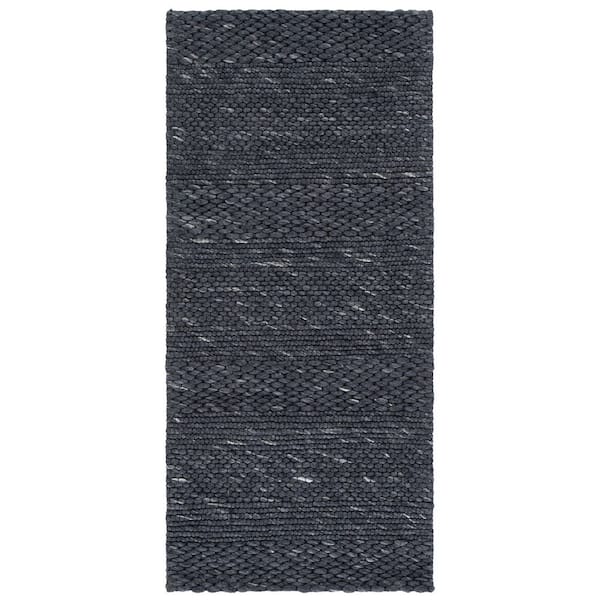 Marbella 2 ft. x 5 ft. Charcoal Striped Links Runner Rug