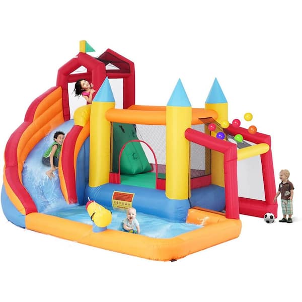 FUFU&GAGA 7-in-1 Inflatable Water Slide Water Park Kids Bounce House Castle Play Center with Air Blower