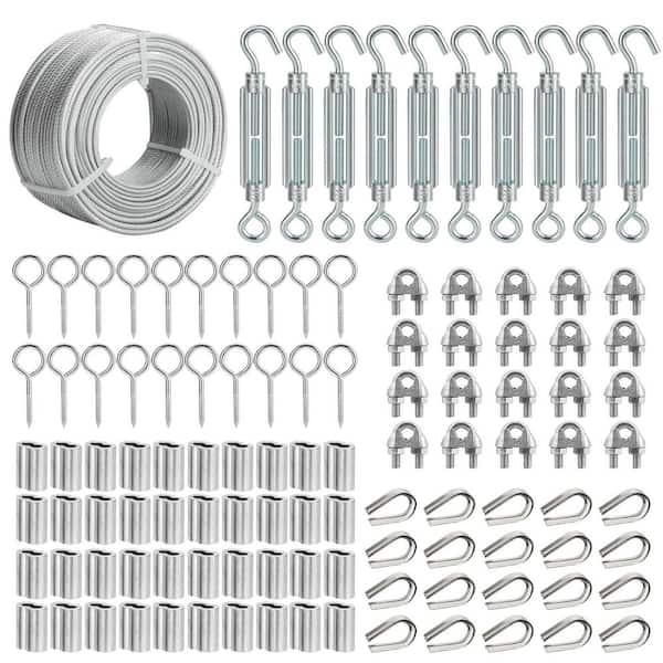 1/8 in. Wire Rope Kit, 200 ft. PVC Coated Galvanized Steel Cable with Tensioner for Outdoor Plant Support, Deck Railing
