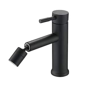 Single Handle Single Hole Bathroom Faucet with 360-Degree Rotating Aerator in Matte Black