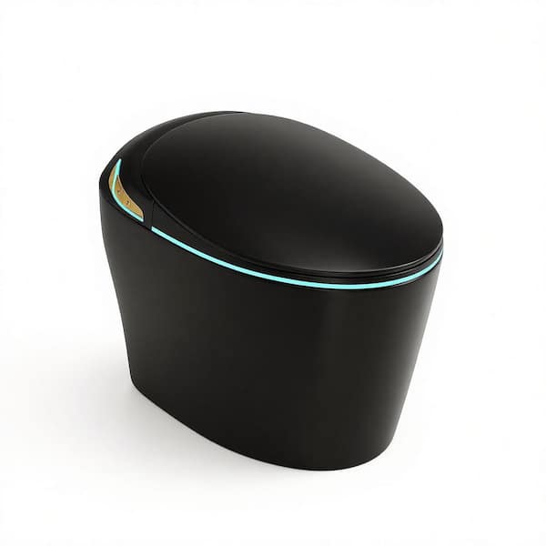 Elongated Bidet Toilet 1.28 GPF in Black with Heated Seat, Auto Open/Close, Foot Sensor, Warm Water and Dryer