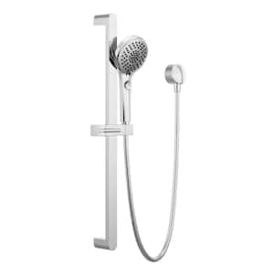 Xander 4-Spray Patterns 1.5 GPM 4.38 in. Wall Mount Handheld Shower Head with Slide Bar in Chrome
