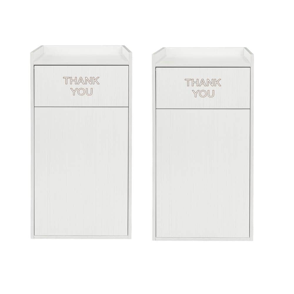 40 Gal. White Wooden Tray Top Waste Enclosure Commercial Trash Can (2-Pack)