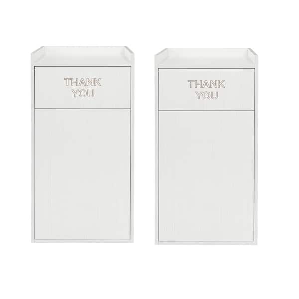 40 Gal. White Wooden Tray Top Waste Enclosure Commercial Trash Can (2-Pack)