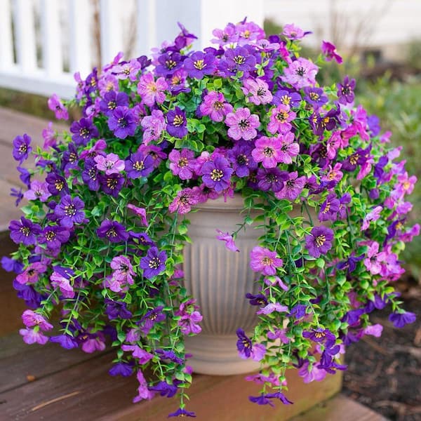 19.3 in. DarkPurple Purple Outdoor Artificial Daisy Flower 2-Pcs