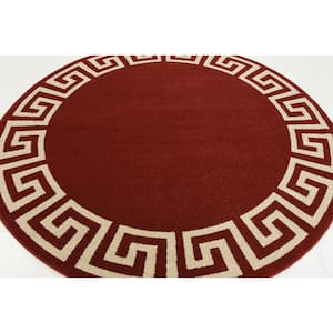 Athens Modern Burgundy 6' 0 x 6' 0 Round Rug