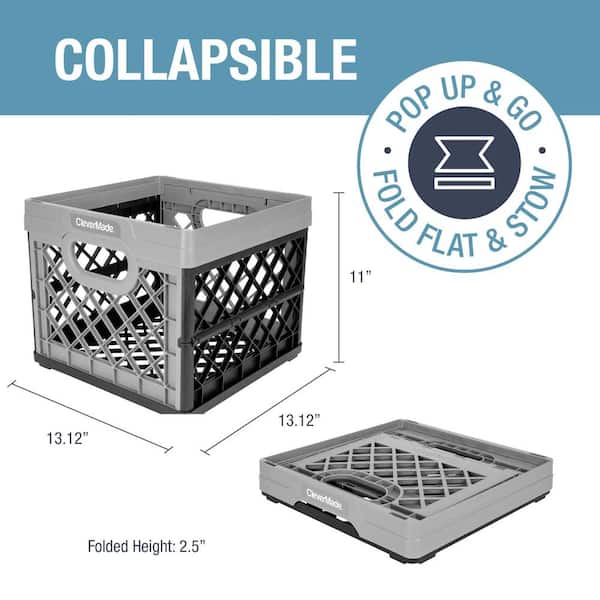 Clever Crates 25 l Collapsible Milk Crate in Grey and Black