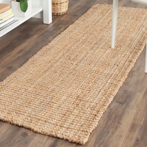 Natural Fiber Tan 2 ft. x 8 ft. Woven Cross Stitch Runner Rug