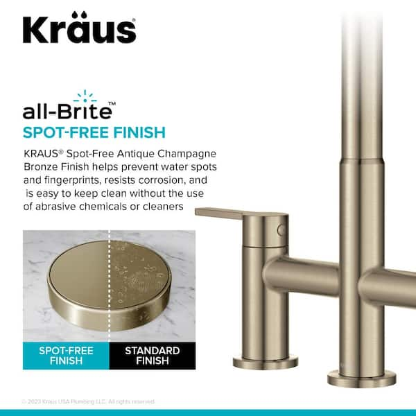 KRAUS Oletto Spot Free Antique Champagne Bronze Kitchen Faucet