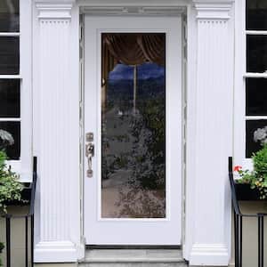 36 in. x 80 in. Premium Full Lite Right-Hand Inswing Primed Steel Prehung Front Exterior Door with Brickmold