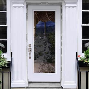 Premium Full Lite Primed Steel Prehung Front Door with Brickmold