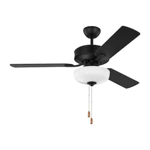 Linden 48 in. Transitional Indoor Midnight Black Ceiling Fan with Black Blades, Pull Chain and LED Light Kit
