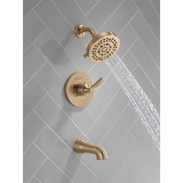 Faryn Gold Single-Handle 5-Spray Tub and Shower Faucet in Champagne Bronze (Valve Included)