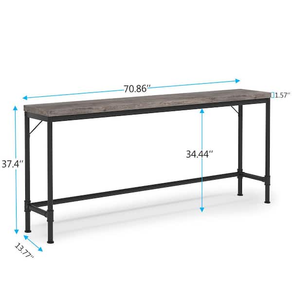 Terrella 70.8 in. Gray Rectangle Engineered Wood Console Table Long Sofa Table