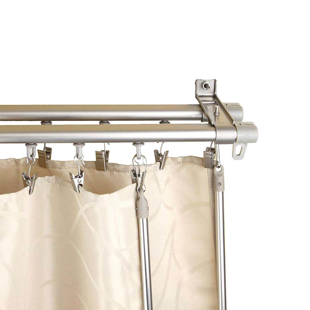 Armor Adjustable Double Track 66-120 inch Black Sliding Curtain Tracks
